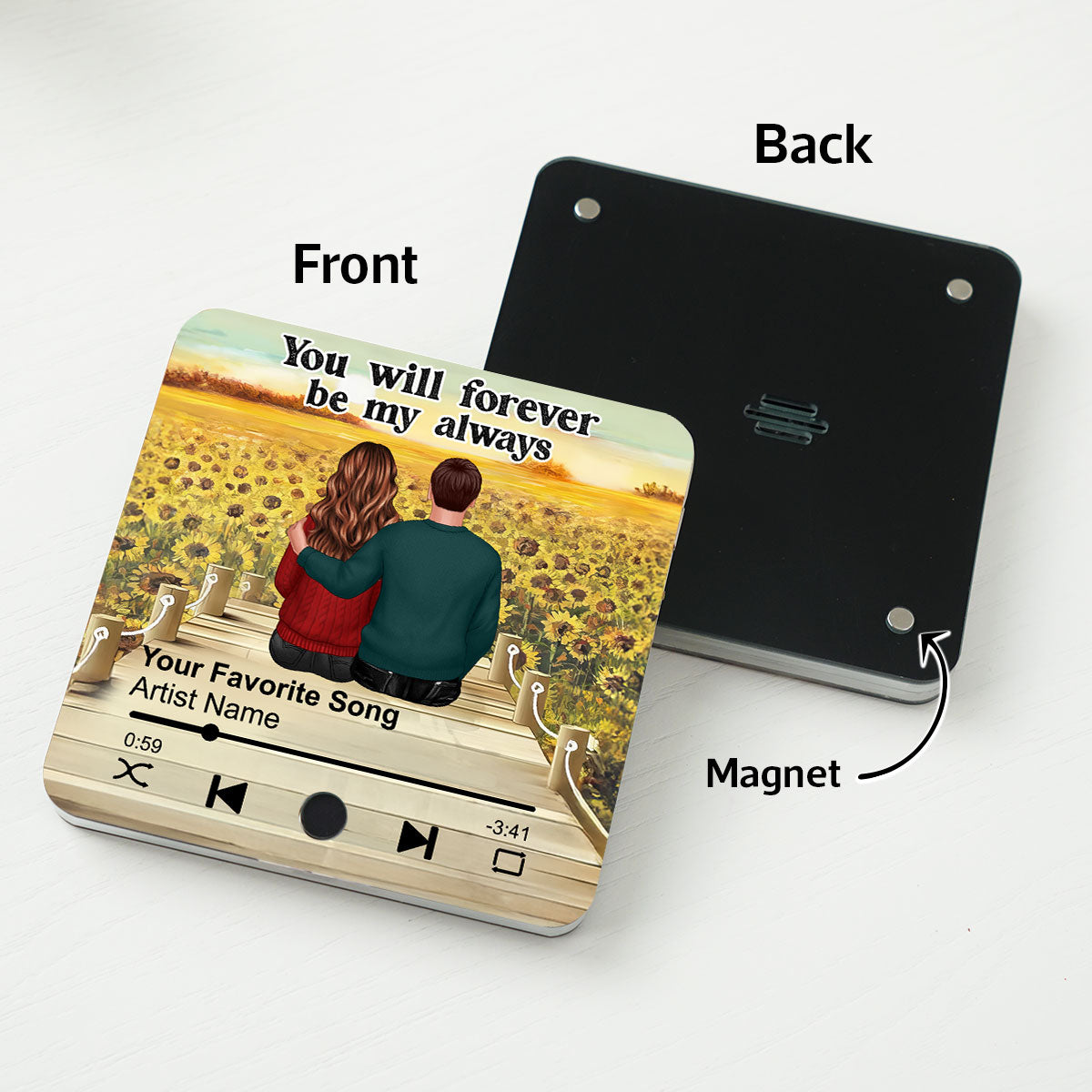 Couple Sitting Together Personalized Music Fridge Magnet, Heartfelt 2025 Gift For Couple, For Him, For Her, Boyfriend, Girlfriend, Husband, Wife