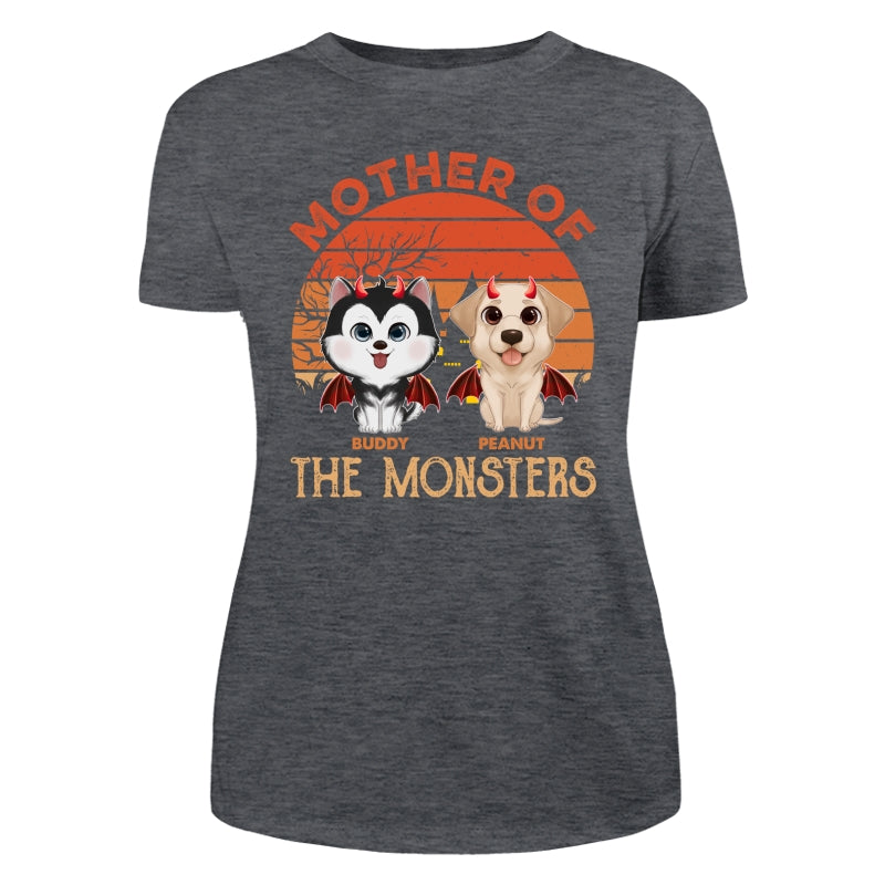 Orange Retro Mother Father Of Monster Halloween Watercolor Cute Dogs Personalized Shirt