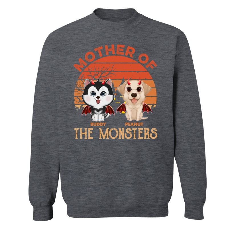 Orange Retro Mother Father Of Monster Halloween Watercolor Cute Dogs Personalized Shirt