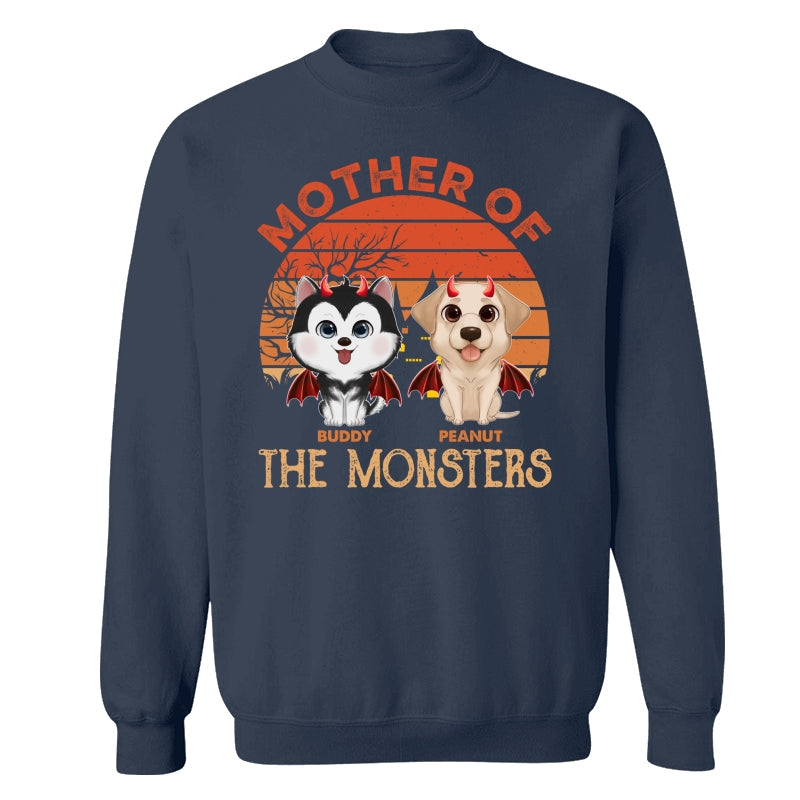 Orange Retro Mother Father Of Monster Halloween Watercolor Cute Dogs Personalized Shirt