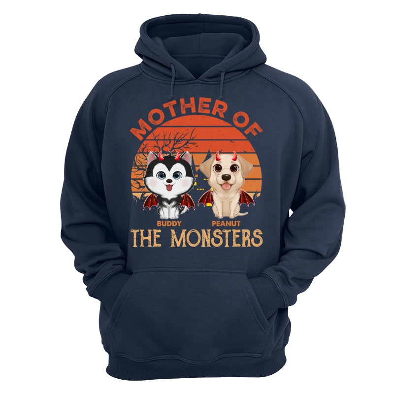 Orange Retro Mother Father Of Monster Halloween Watercolor Cute Dogs Personalized Shirt