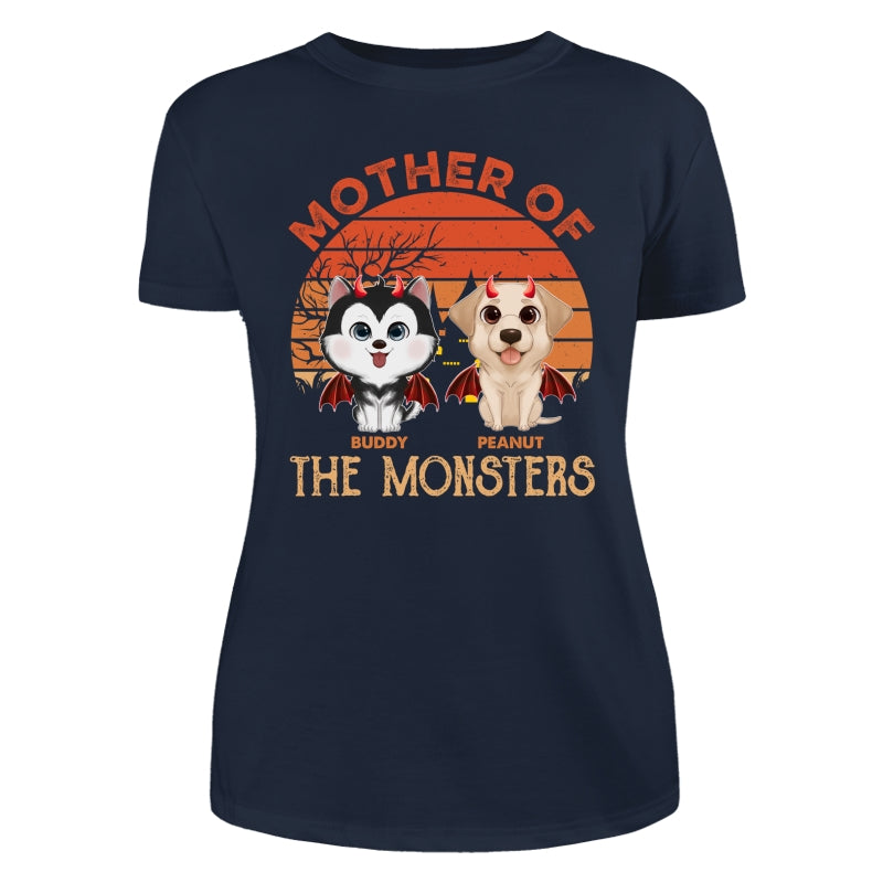 Orange Retro Mother Father Of Monster Halloween Watercolor Cute Dogs Personalized Shirt