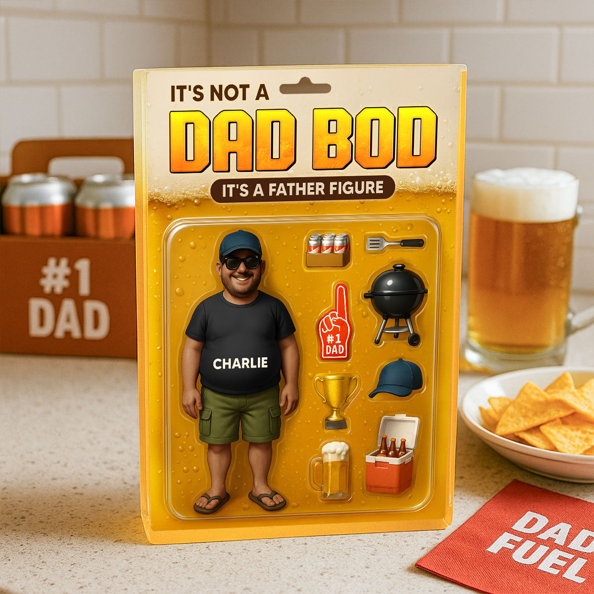 It's Not A Dad Bod, Father Figure Personalized Acrylic Block Plaque, Funny gift