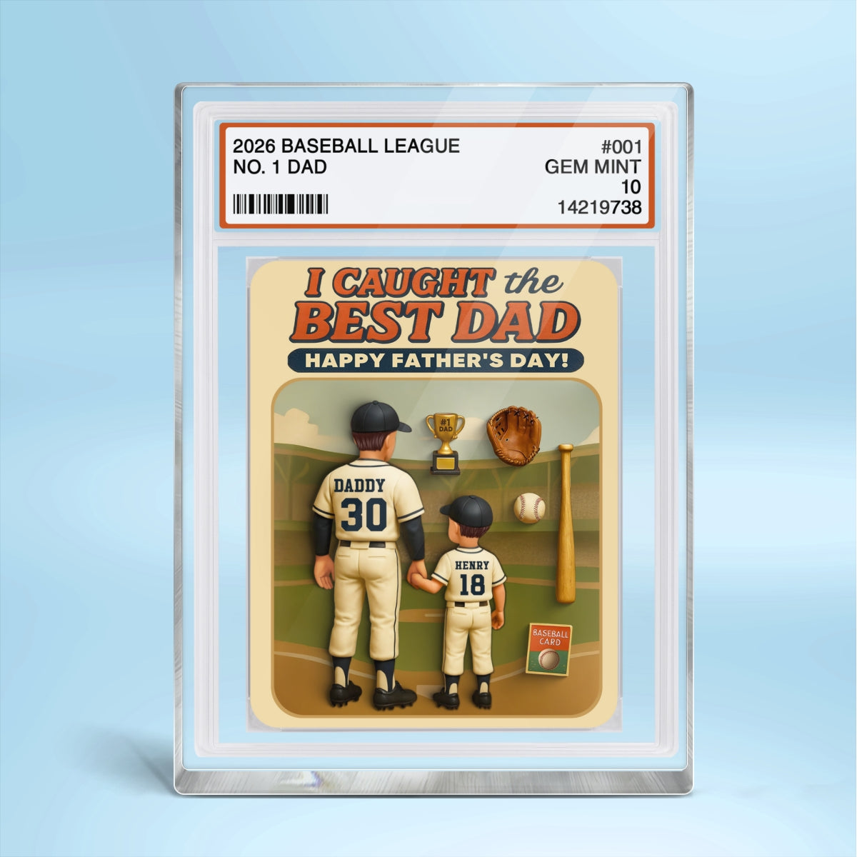 I Caught the Best Dad Baseball Trading Card Personalized Acrylic Block Plaque, Gift for Dad, Gift for Husband