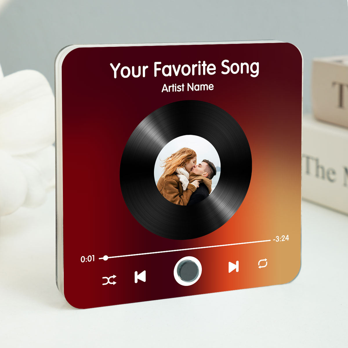 Custom Photo & Favorite Song Disc Personalized Music Fridge Magnet, Gift For Couple