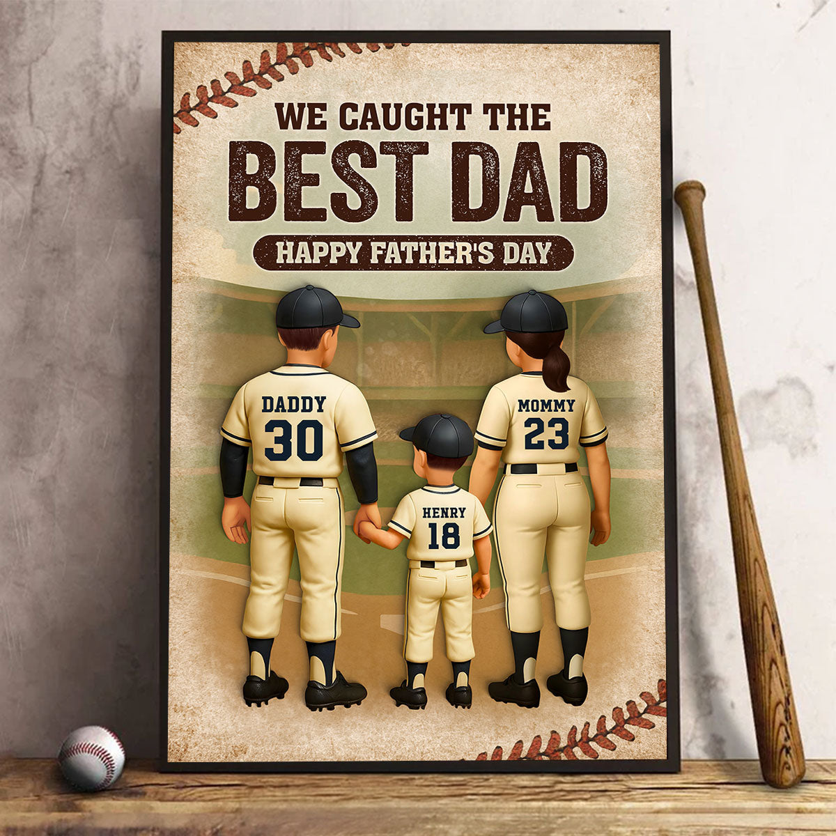 We Caught the Best Dad Baseball Personalized Poster, Meaningful Father's Day Gift for Dad, Gift for Husband