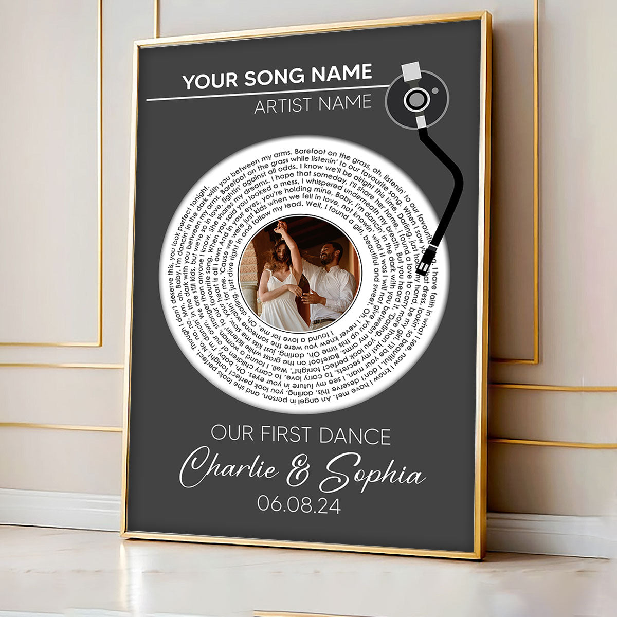 Upload Photo Custom Vinyl Lyrics Personalized Poster, Music Gift, Wedding Song Dance, Anniversary Gift For Him, For Her, For The Couple