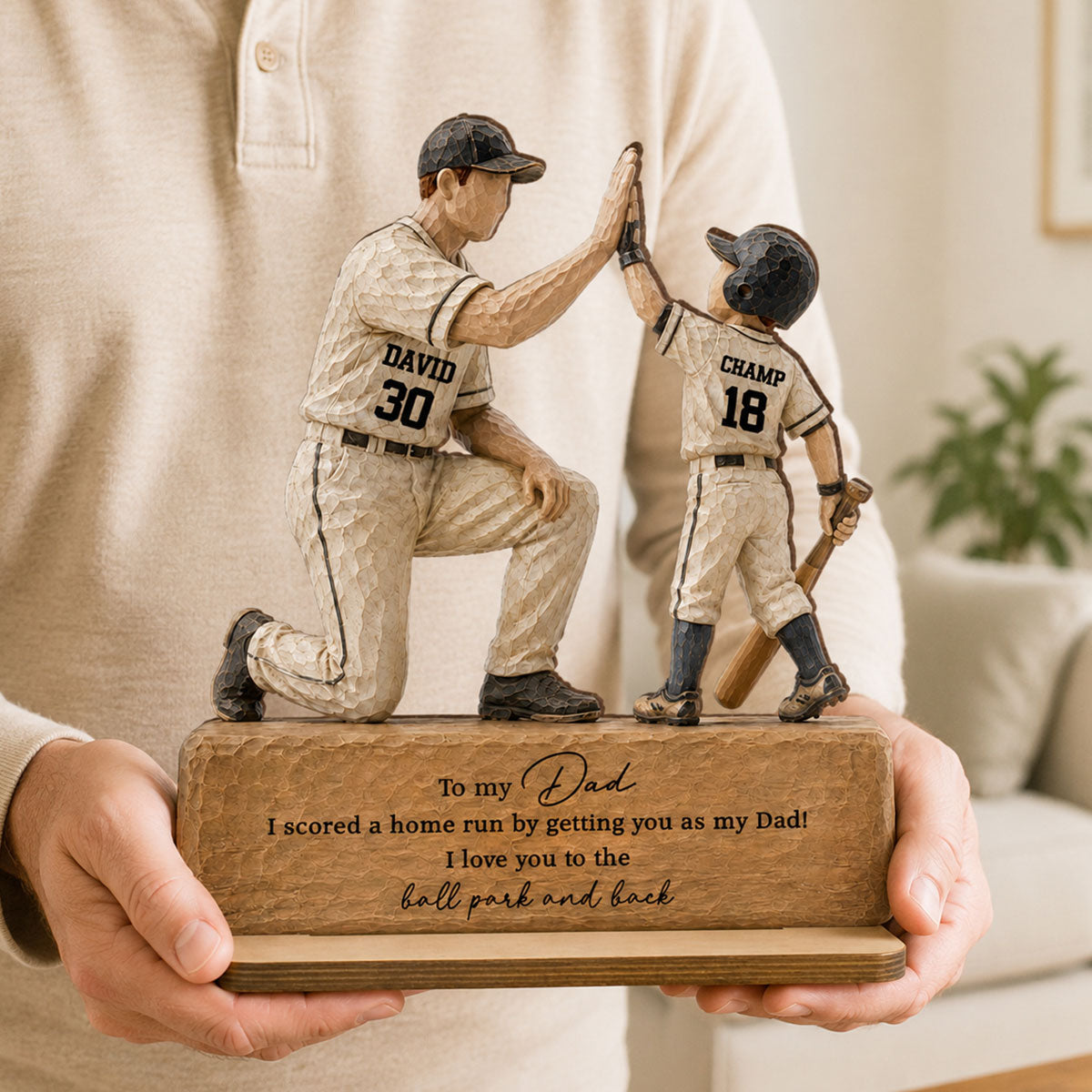 I Scored a Home Run with You as My Dad - Personalized 2-Layered Wooden Plaque - Gift for Dad from Son Daughter