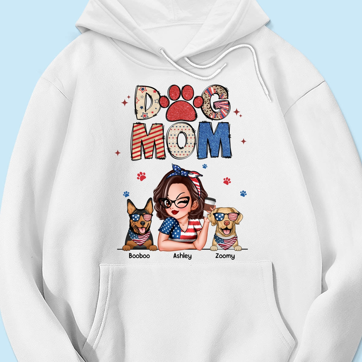 Dog Mom 4th of July America Sparkly Pattern Personalized Shirt, Independence Day
