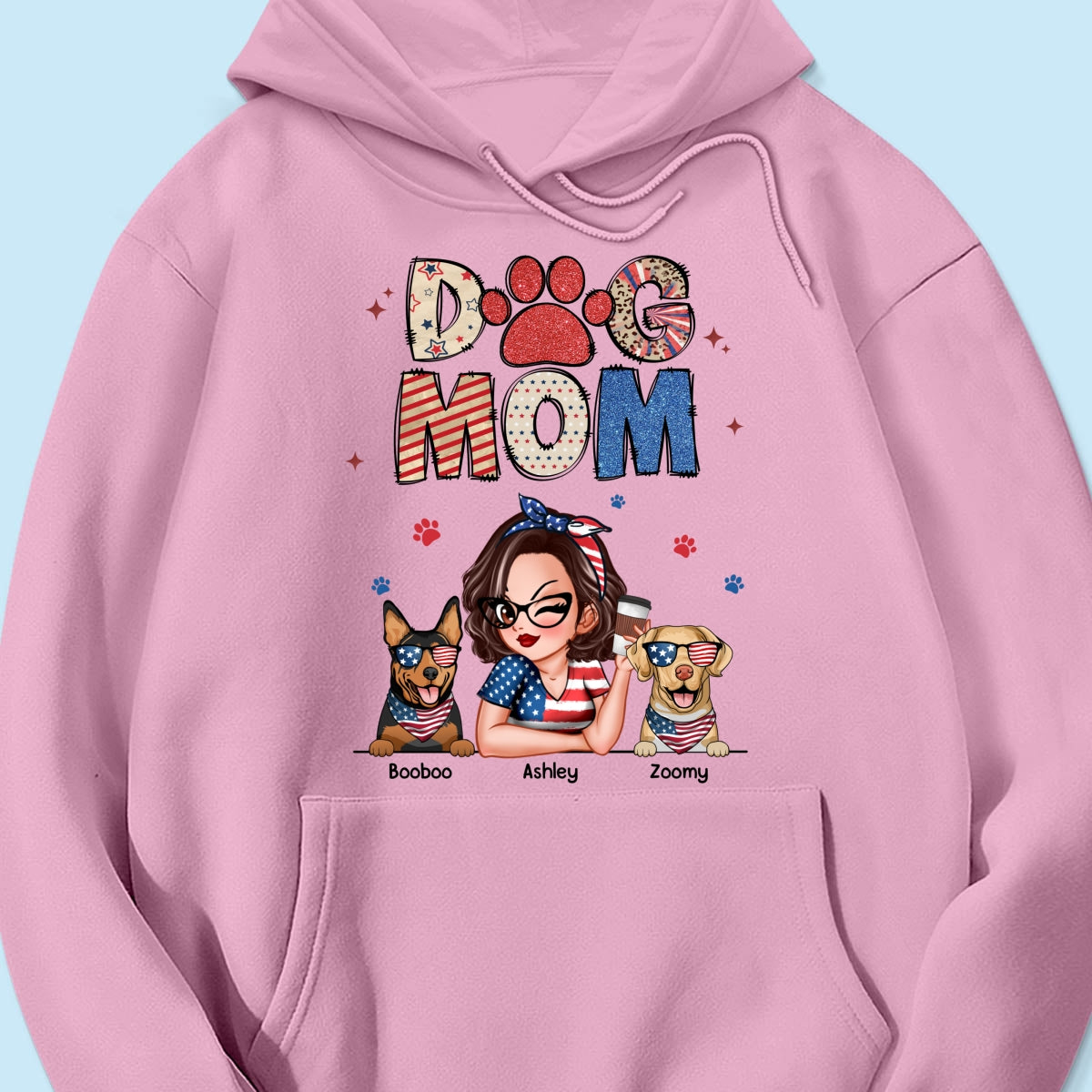 Dog Mom 4th of July America Sparkly Pattern Personalized Shirt, Independence Day