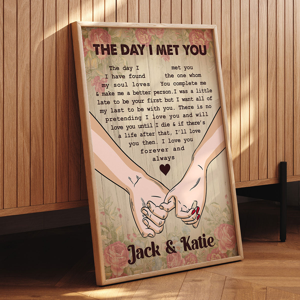 The Day I Met You Couple Hands Personalized Vertical Poster, Heartfelt 2025 Gift, Anniversary Gift