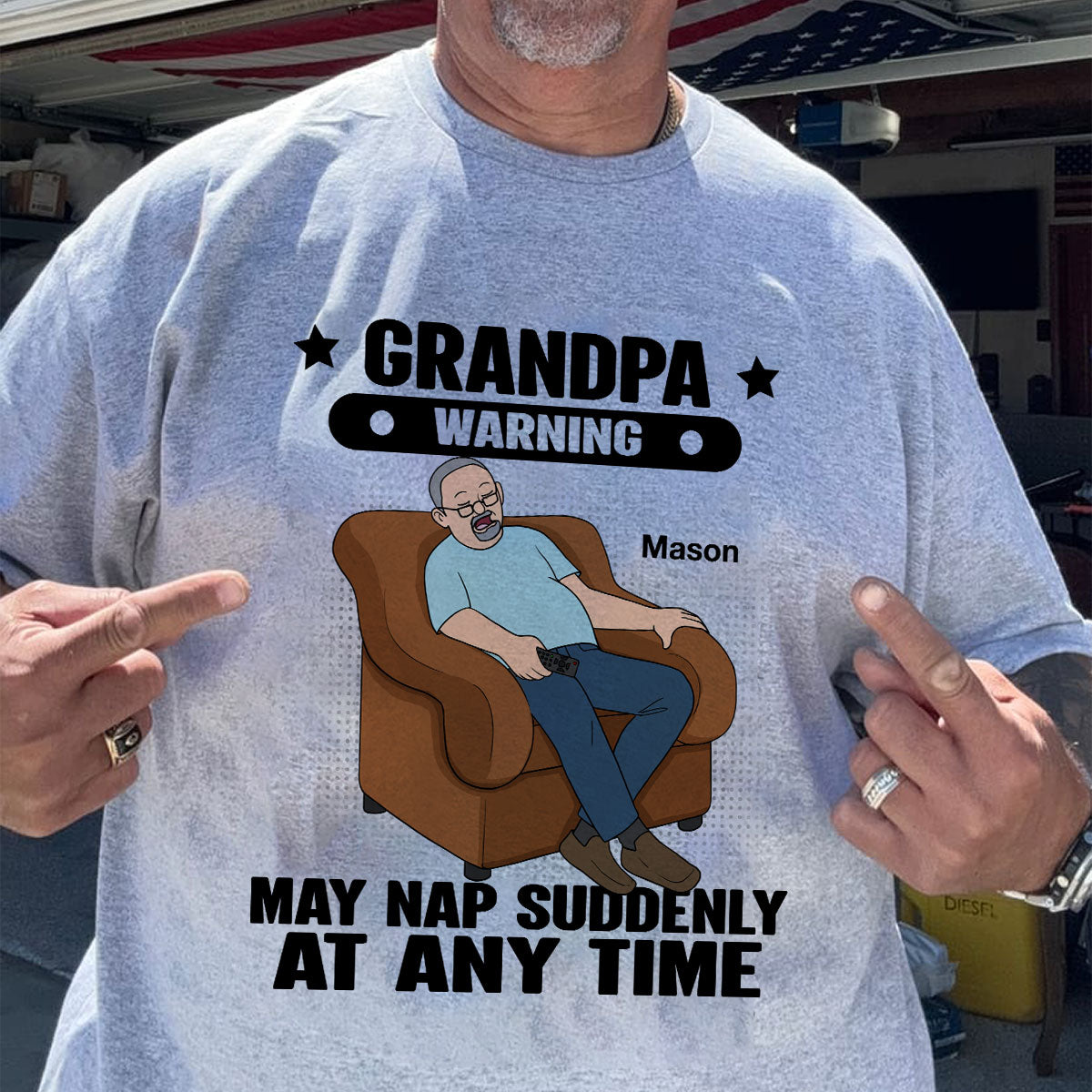 Grandpa Warning May Nap Suddenly At Any Time Funny Father‘s Day Gift Personalized Light Color Shirt