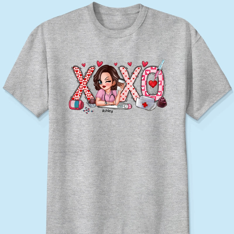 XOXO Nurse Valentines Day Shirt, Sweatshirt, Personalized Gift for Nurses
