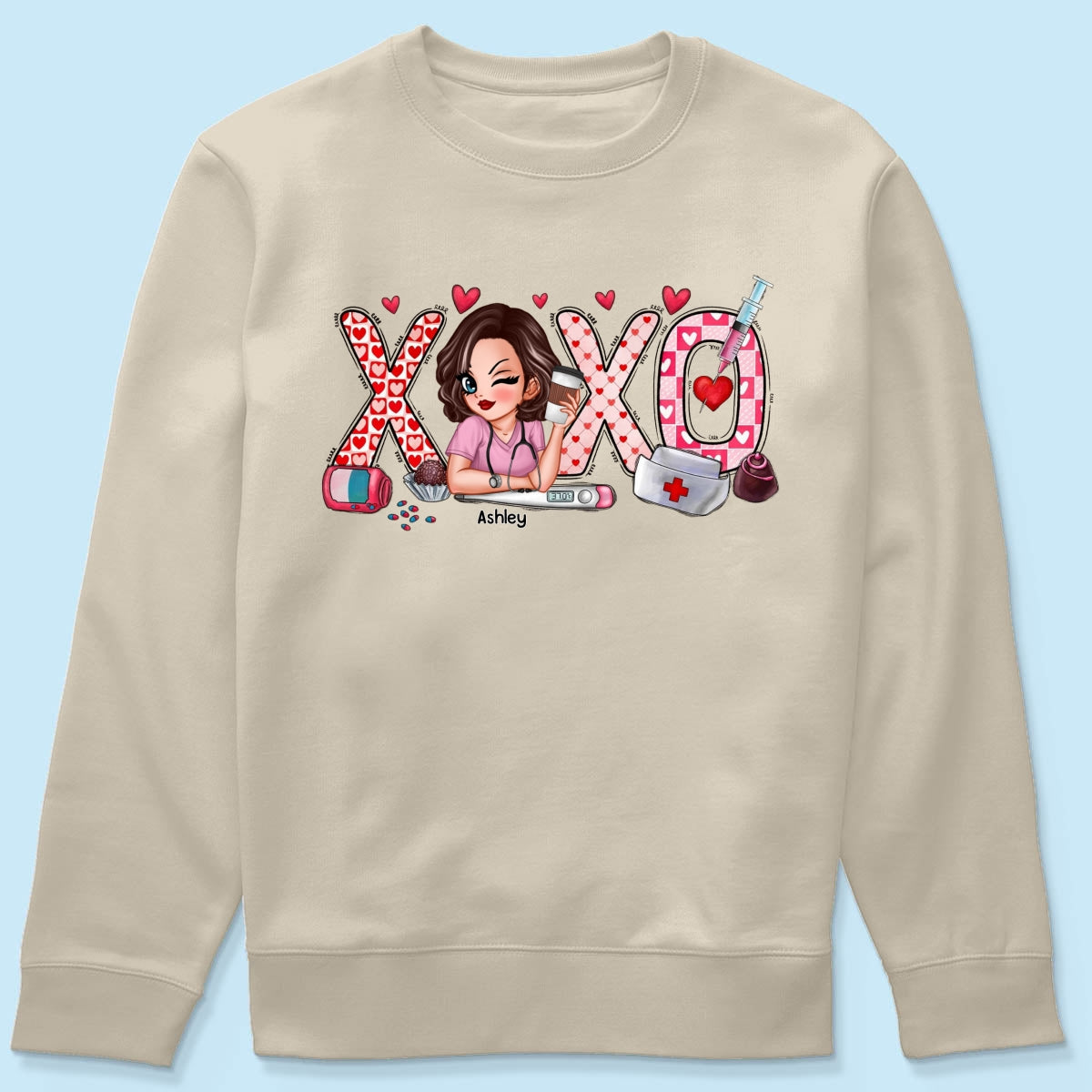 XOXO Nurse Valentines Day Shirt, Sweatshirt, Personalized Gift for Nurses