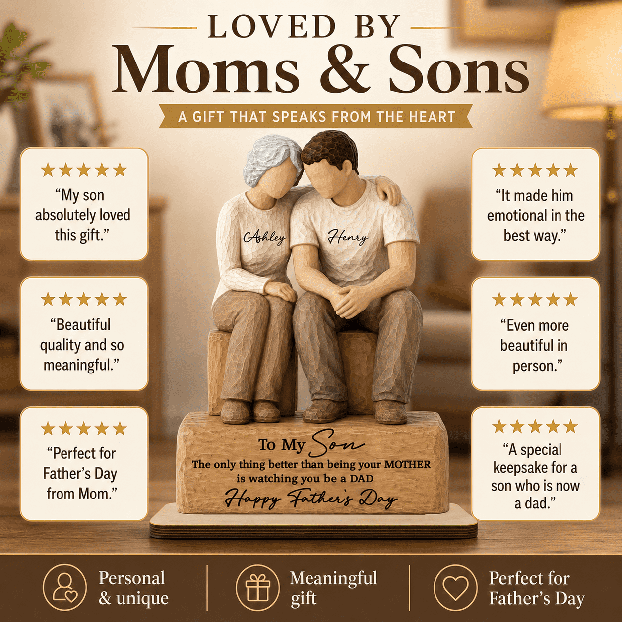 To My Son Watching You Be A Dad From Mom 2D Flat - Personalized 2-Layered Wooden Plaque - Gift For Son