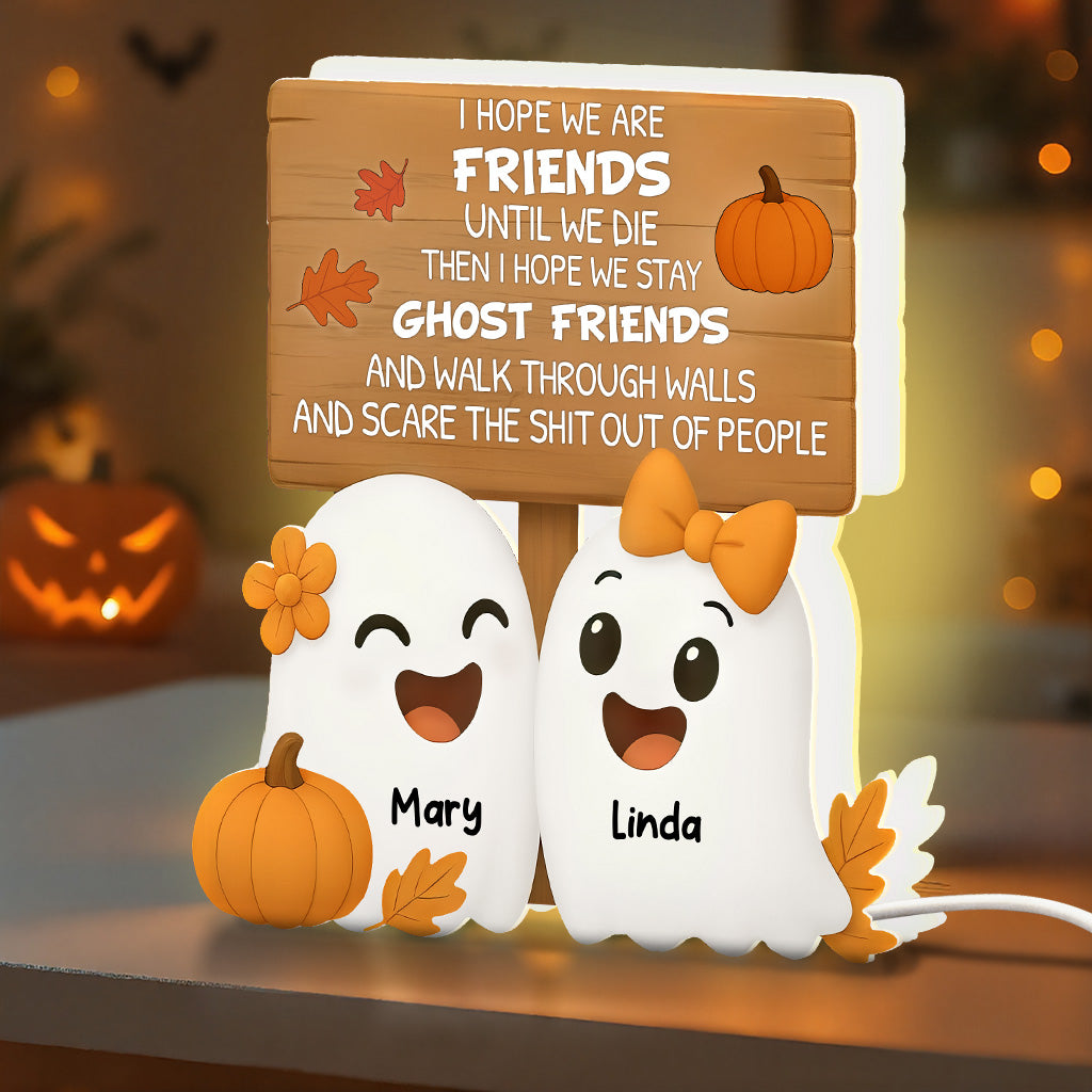 Halloween Cute Funny Boo Ghost Besties Personalized LED Light Box, Halloween Gift For Besties