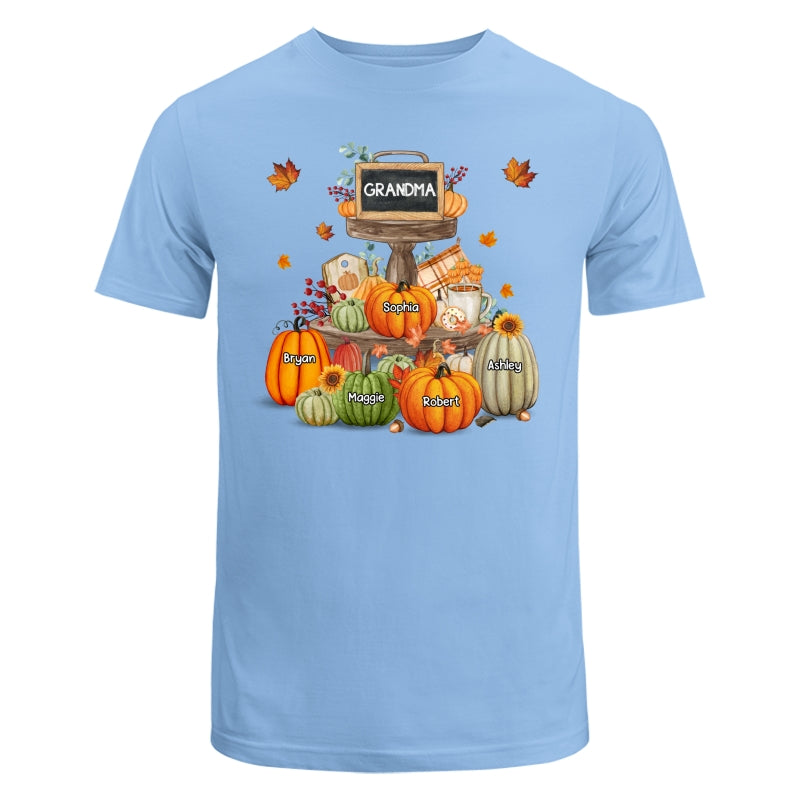 Pumpkins Tiered Tray Grandma Fall Season Personalized Shirt