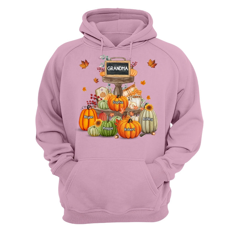 Pumpkins Tiered Tray Grandma Fall Season Personalized Shirt