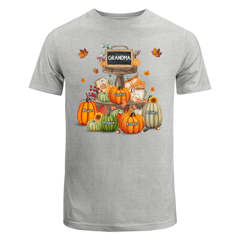 Pumpkins Tiered Tray Grandma Fall Season Personalized Shirt