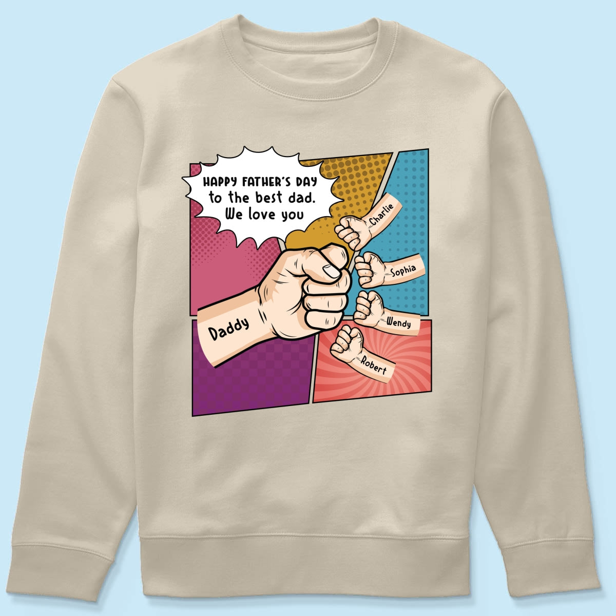 Pop Art Fist Bump Happy Father's Day Personalized Shirt