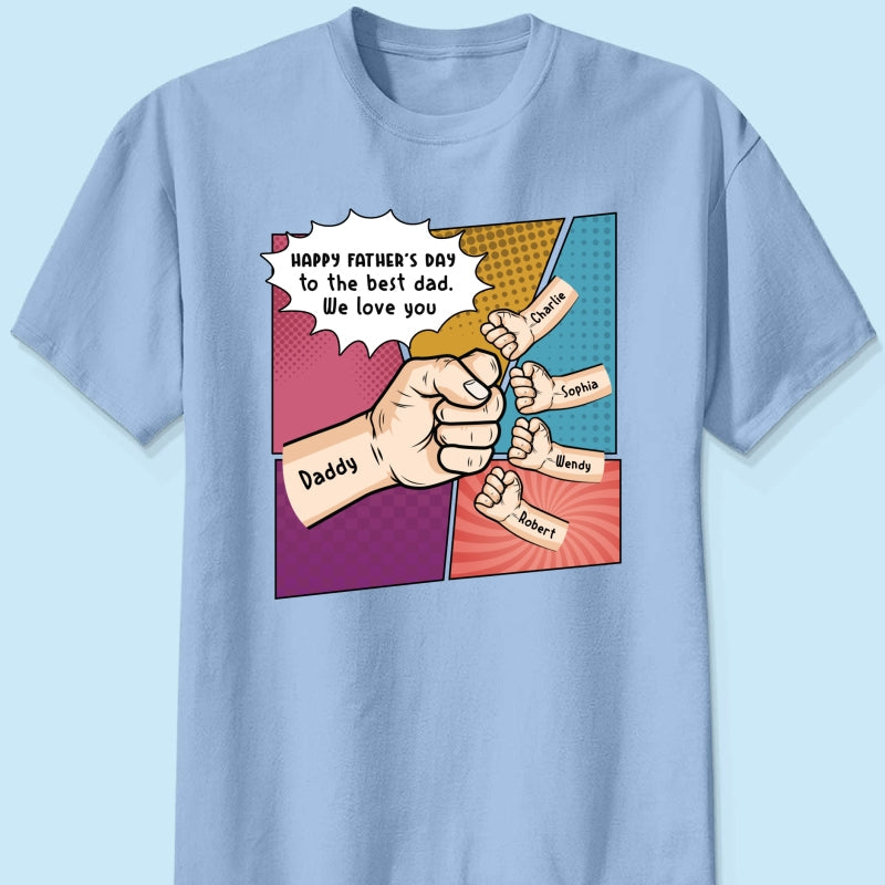 Pop Art Fist Bump Happy Father's Day Personalized Shirt
