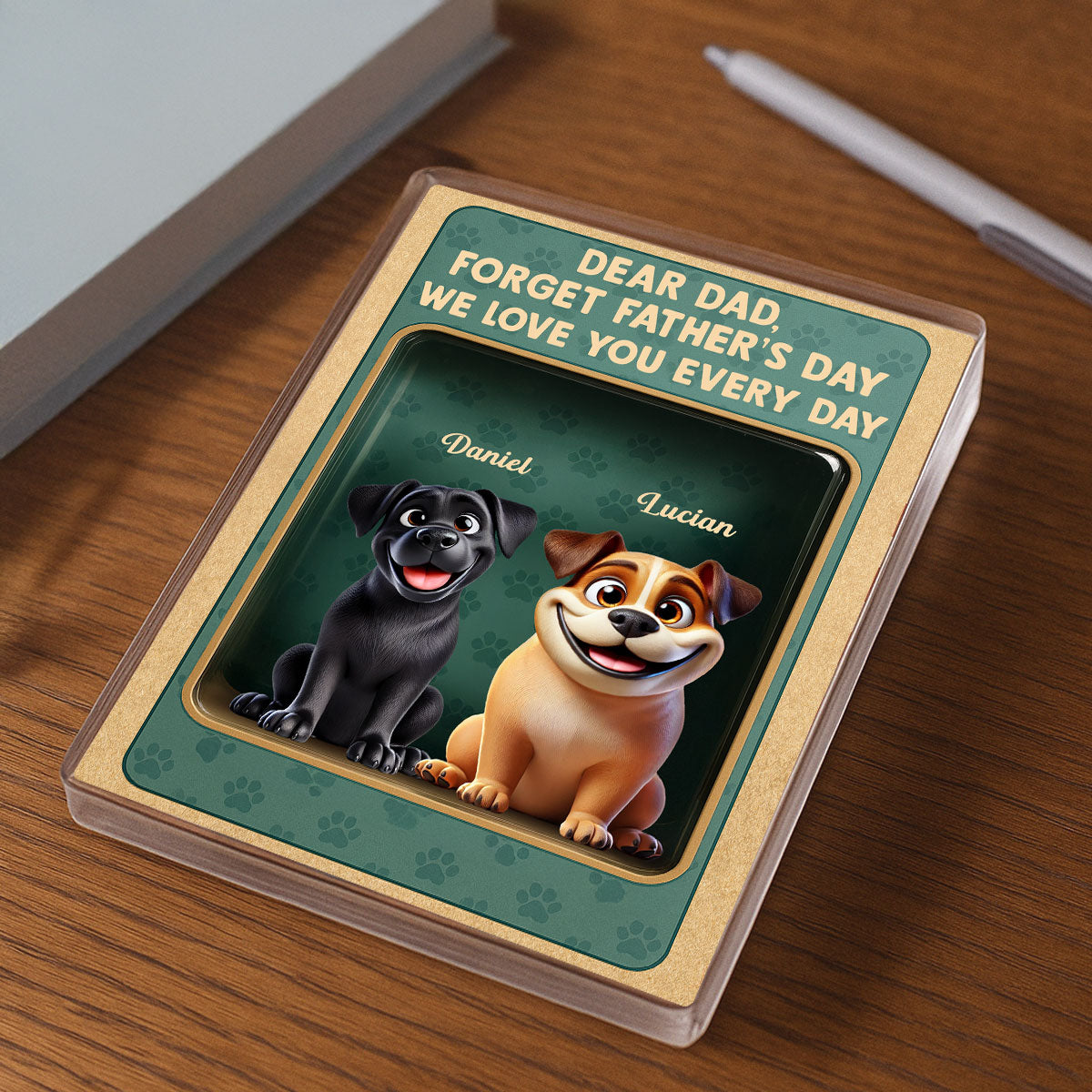 Forget We Love You Every Day Cute Dog Figures Style Personalized Acrylic Block Plaque