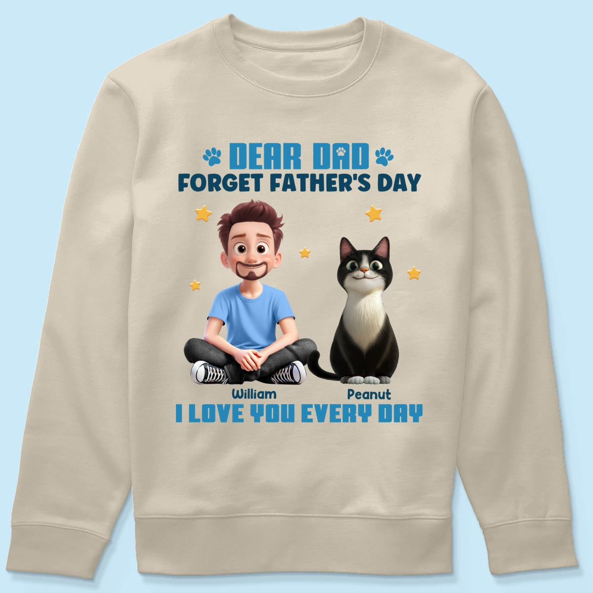 Forget Father's Day We Love You Every Day Cartoon Man & Cats Gift For Cat Lover Personalized Shirt