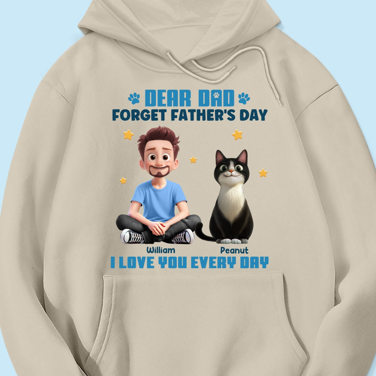 Forget Father's Day We Love You Every Day Cartoon Man & Cats Gift For Cat Lover Personalized Shirt