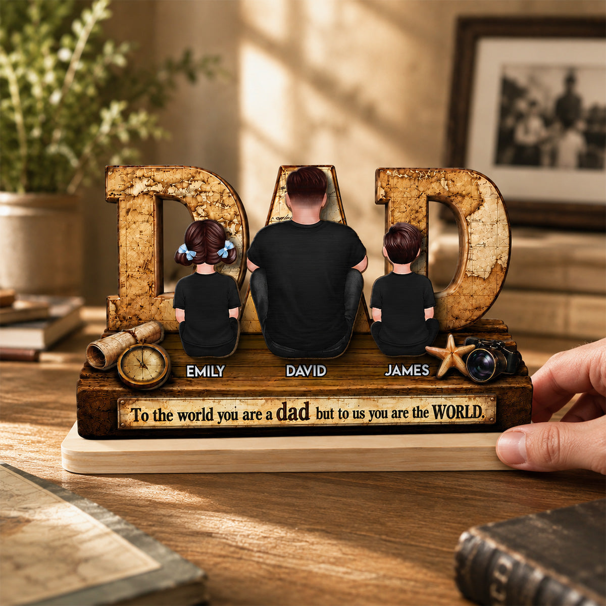 World Best Dad 2D Flat - Personalized Wooden Plaque - Gift for Dad, Husband