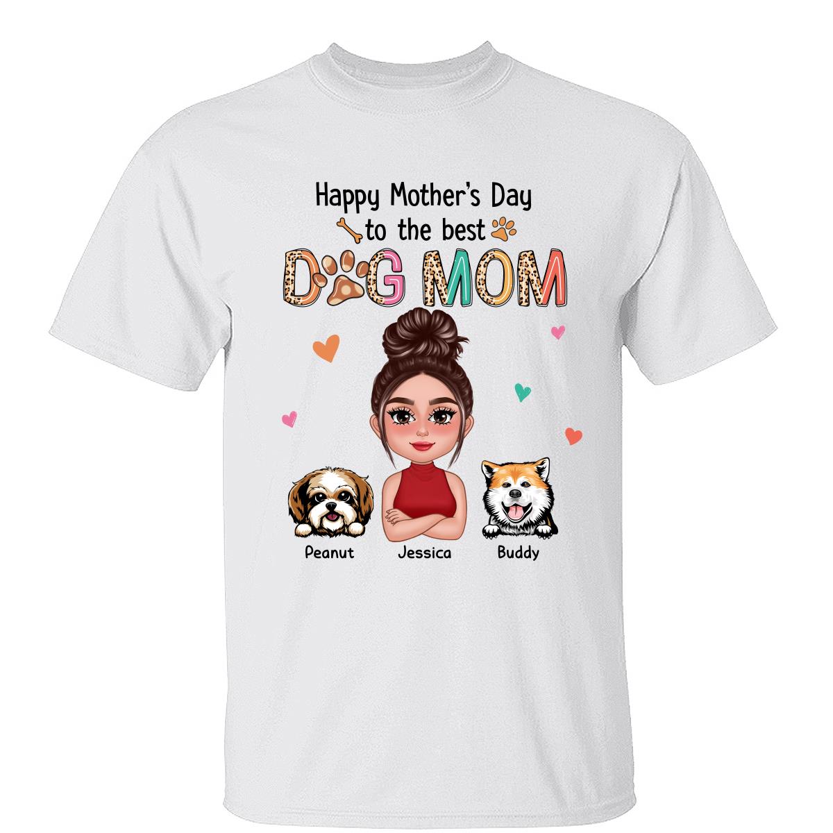 Happy Mother‘s Day To The Best Dog Mom Colorful Leopard Pattern Personalized Shirt
