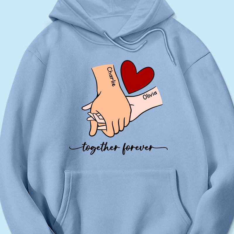 Personalized Couple Holding Hands Red Heart Shirt, Gift, Anniversary Gift for Him for Her
