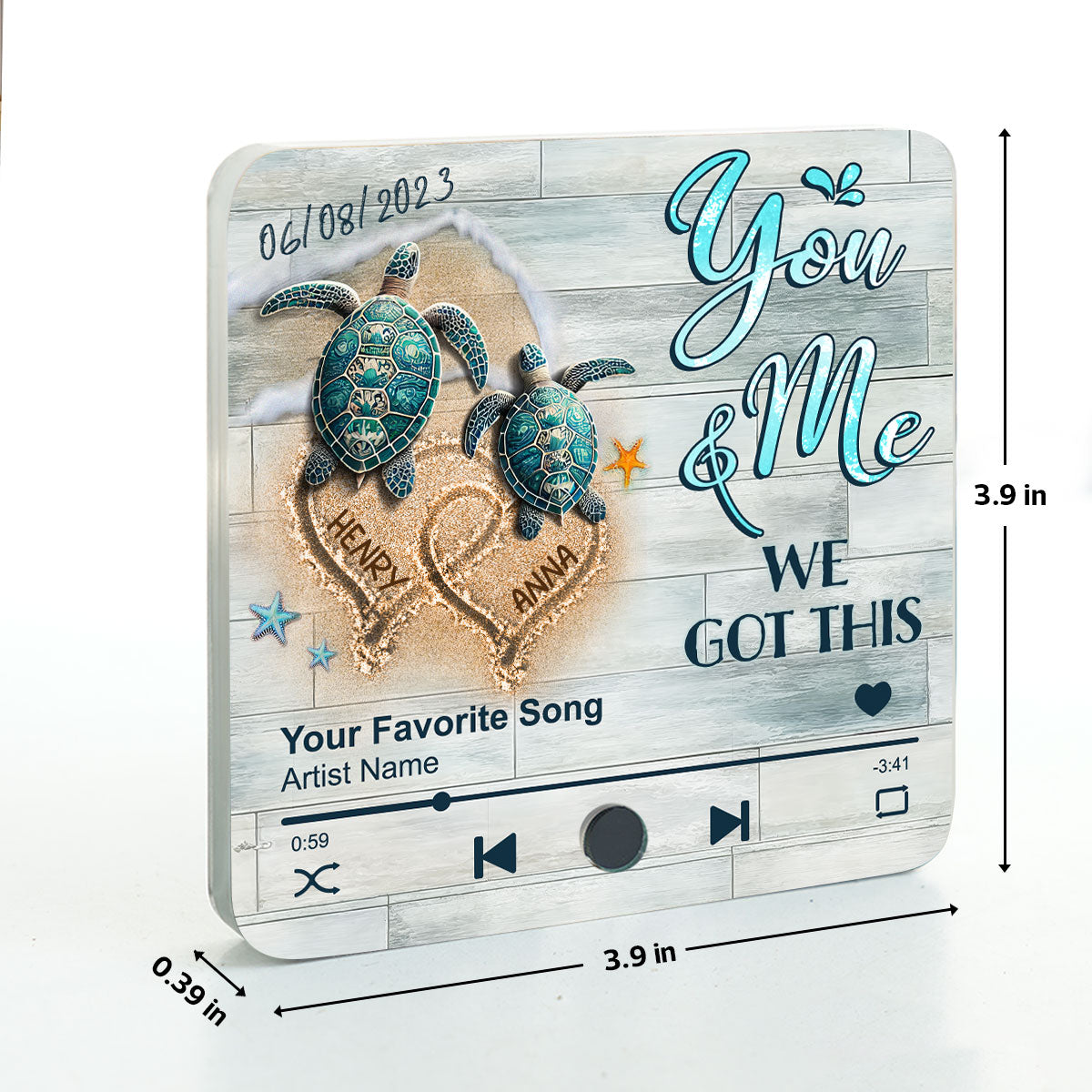 I Found You & You Found Me Sea Turtles Personalized Music Fridge Magnet, Gift For Couple