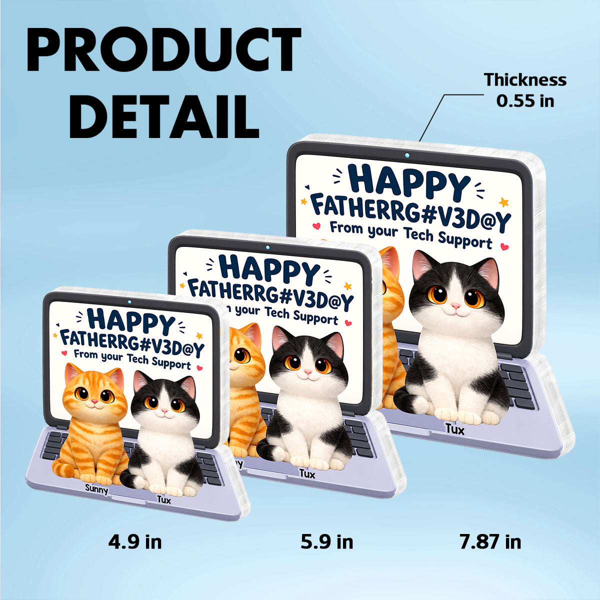 Cute Fluffy Cats Happy From Tech Support 2D Flat - Personalized Acrylic Block Plaque - Funny Gift For Cat Dad, Cat Lovers
