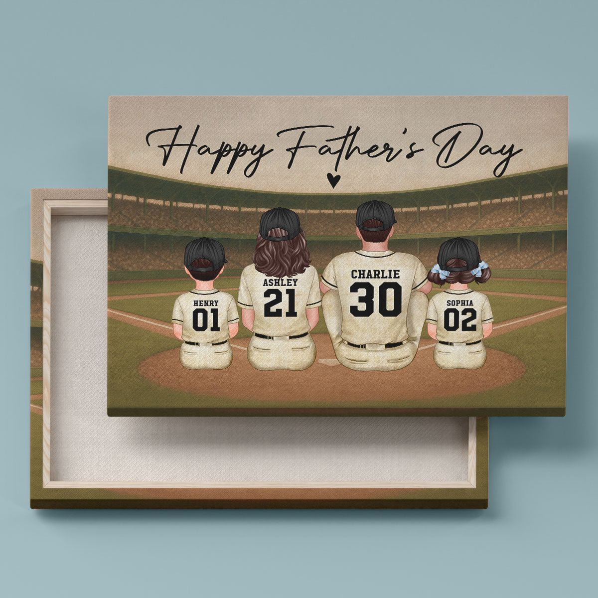 Retro Vintage Baseball Daddy's Dream Team Personalized Wrapped Canvas| Heartfelt Father's Day Gift For Dad, Husband