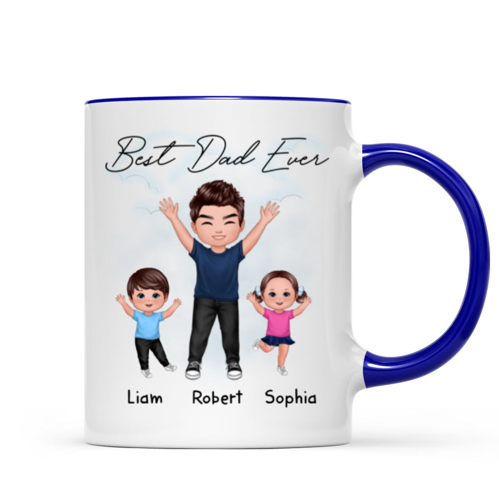 Happy Dad And Kids Dogs Cats Best Dad Ever Father‘s Day Gift For Dad Personalized Mug