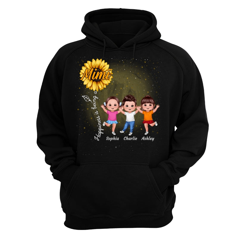 Happiness Is Being A Grandma Sunflower Happy Doll Kids Personalized Shirt