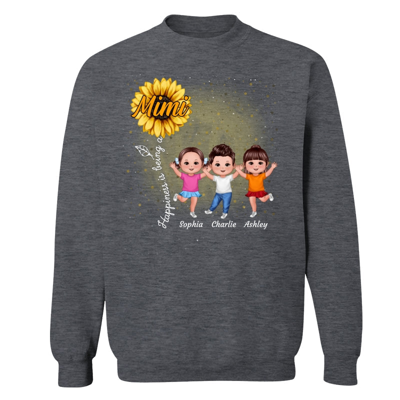 Happiness Is Being A Grandma Sunflower Happy Doll Kids Personalized Shirt