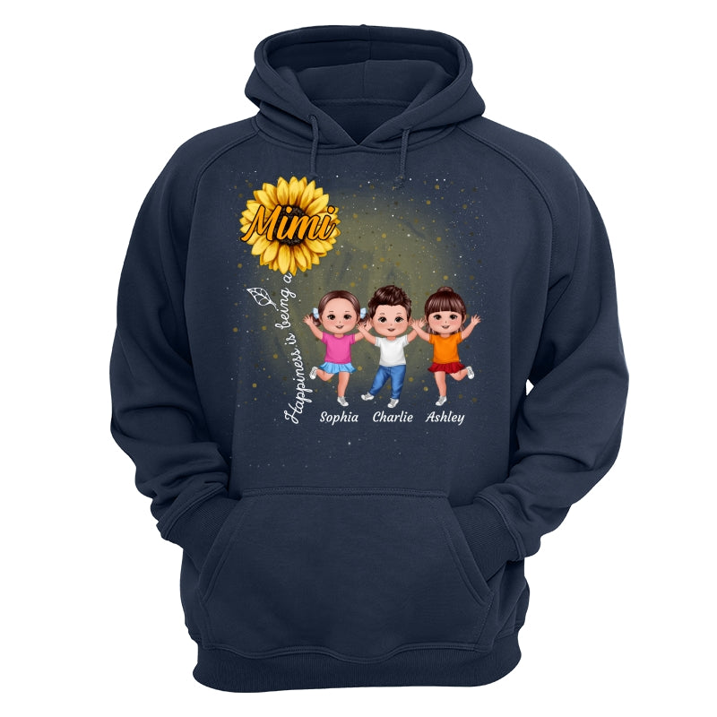Happiness Is Being A Grandma Sunflower Happy Doll Kids Personalized Shirt
