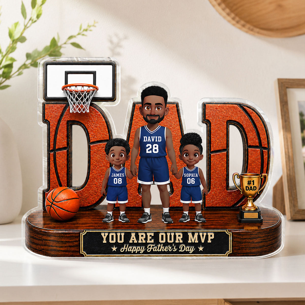 Basketball Dad Legend You Are Our MVP 2D Flat Printed - Personalized Acrylic Block Plaque - Gift For Dad, Husband, Basketball Fans