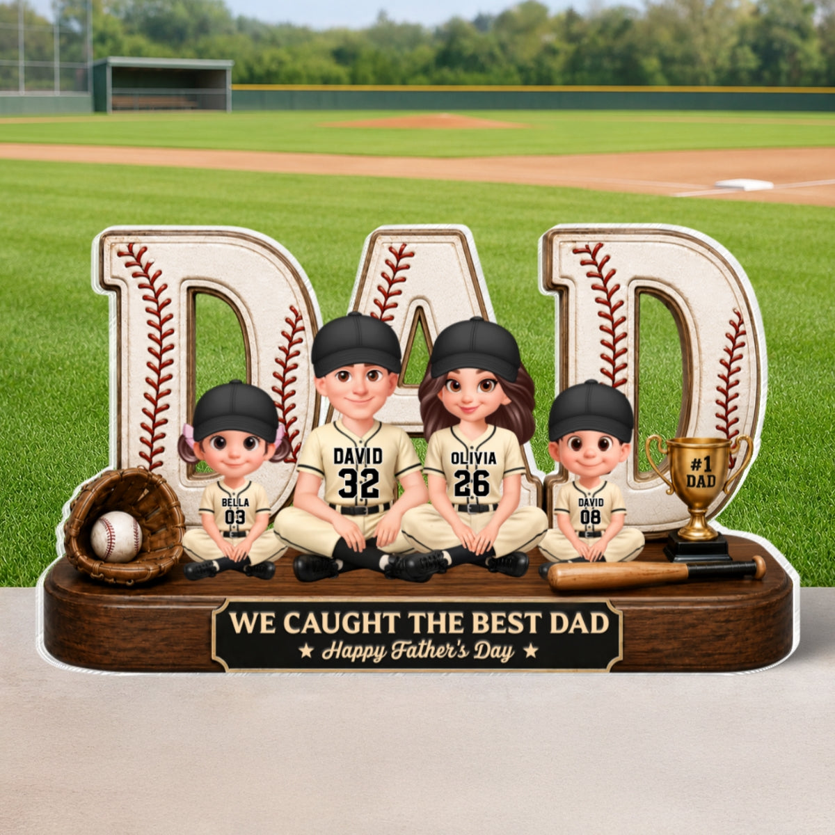 Baseball Legend Daddy's Dream Team - Personalized Acrylic Block Plaque - Gift For Dad