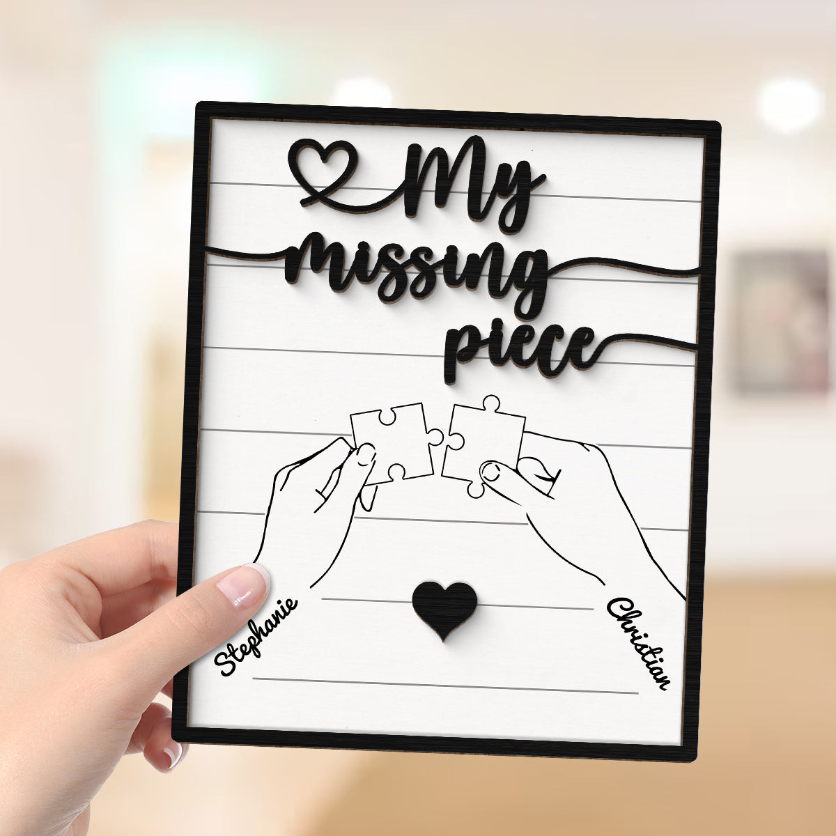 Couple Hands Holding Puzzle Personalized 2-Layer Wooden Plaque, Gift For Him, Gift For Her