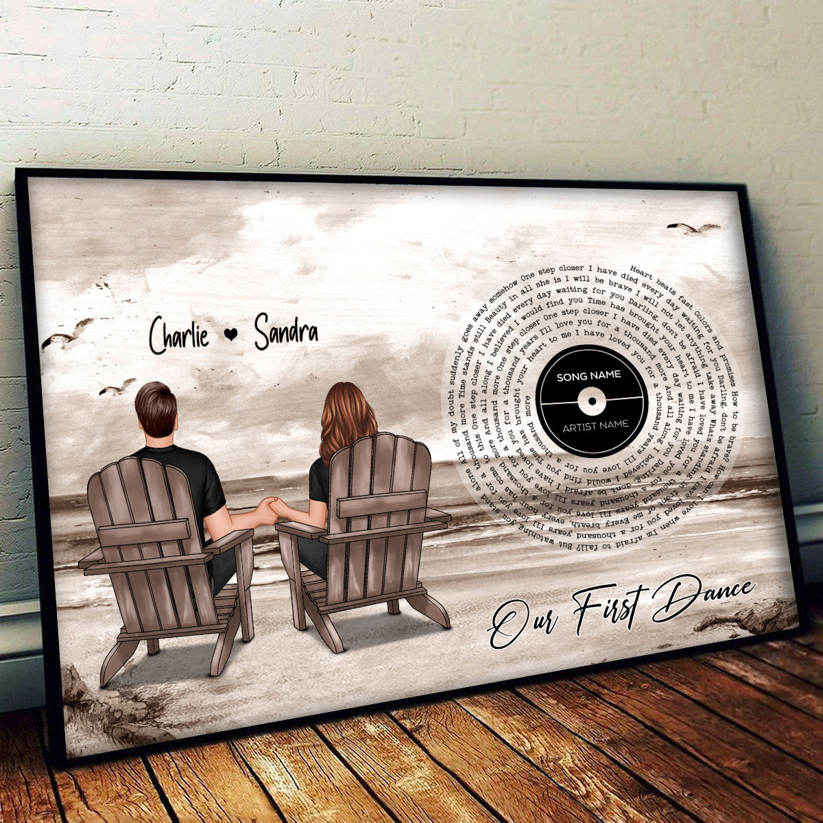 You And Me Beach Landscape Favorite Song Vinyl Lyrics Personalized Poster, Heartfelt 2025 Gift, Anniversary Gift, Birthday Gift For Him, For Her, Boyfriend, Girlfriend, Husband, Wife