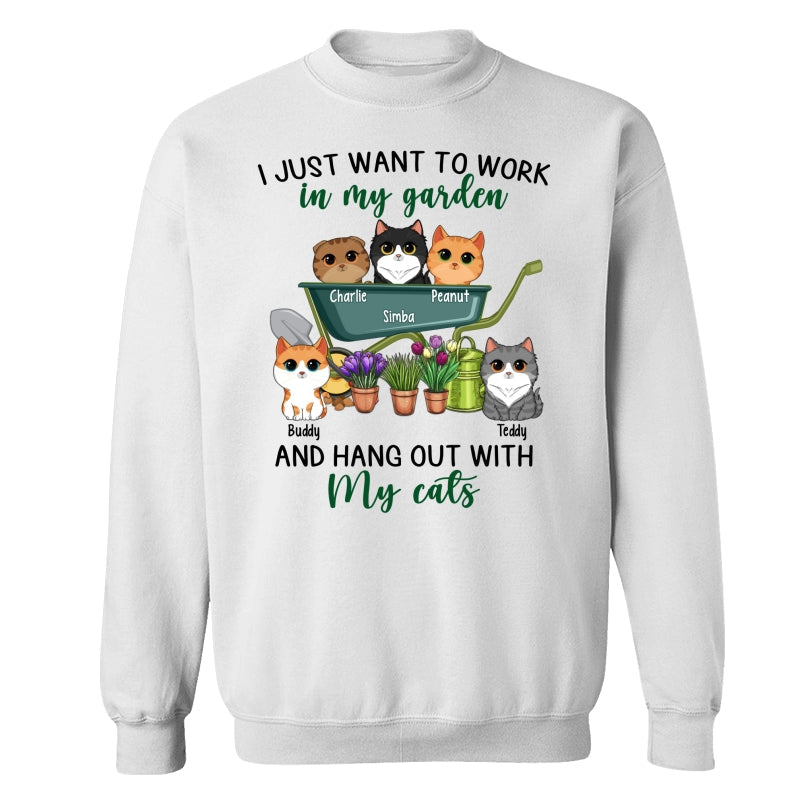 Work In Garden And Hang Out With Cats Cute Cat Vector Personalized Shirt