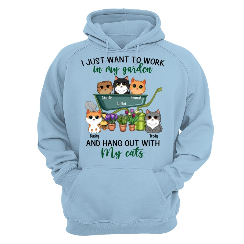 Work In Garden And Hang Out With Cats Cute Cat Vector Personalized Shirt