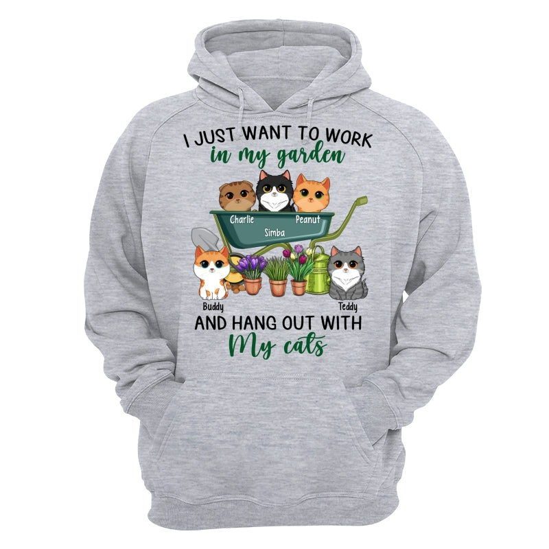 Work In Garden And Hang Out With Cats Cute Cat Vector Personalized Shirt