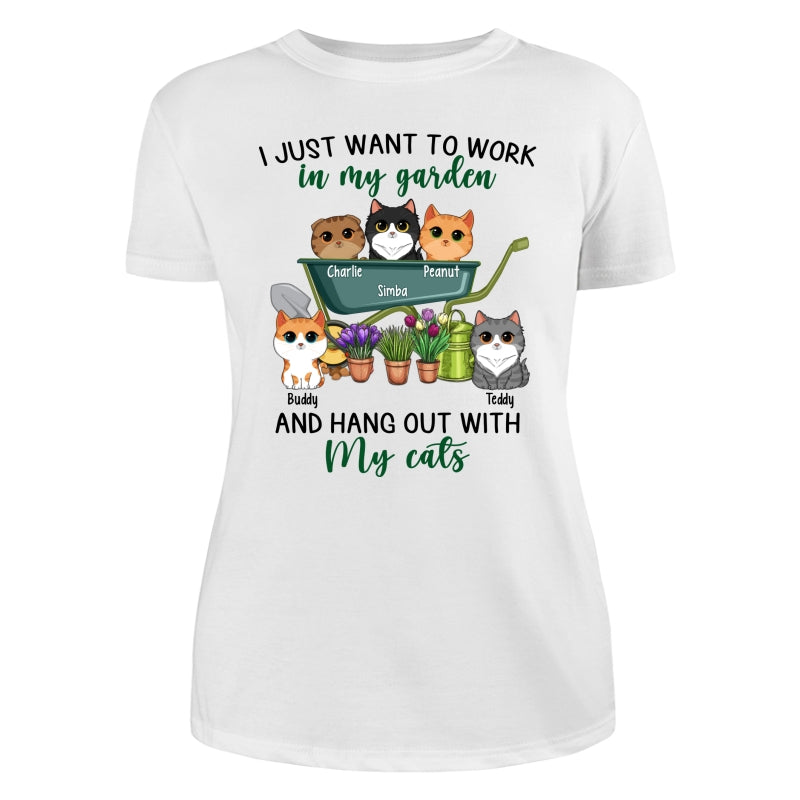 Work In Garden And Hang Out With Cats Cute Cat Vector Personalized Shirt