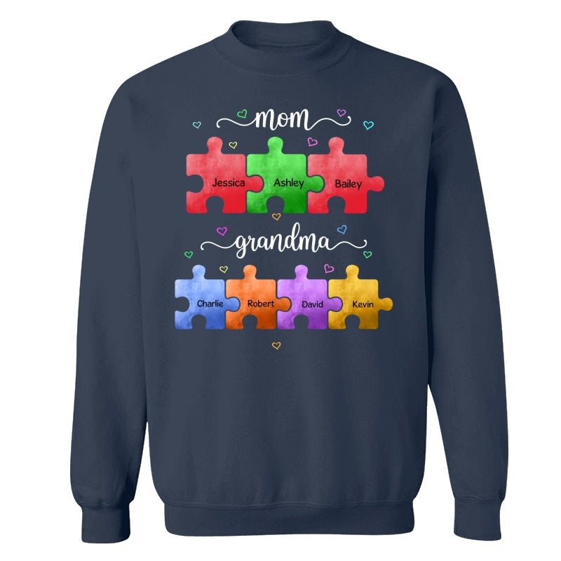 Mom Grandma Colorful Puzzle Gift For Grandma Personalized Shirt
