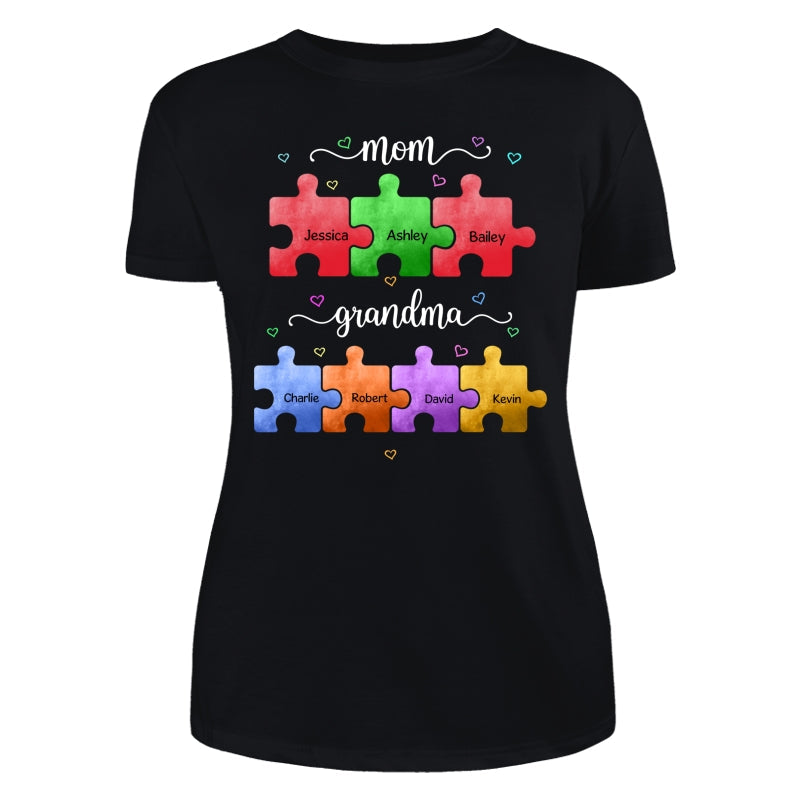 Mom Grandma Colorful Puzzle Gift For Grandma Personalized Shirt