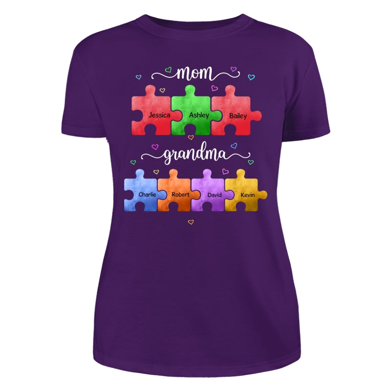 Mom Grandma Colorful Puzzle Gift For Grandma Personalized Shirt