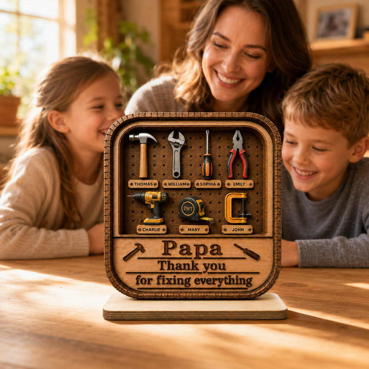 Dad Grandpa Tool Box - Personalized 2-Layered Wooden Plaque - Gift For Dad, Husband